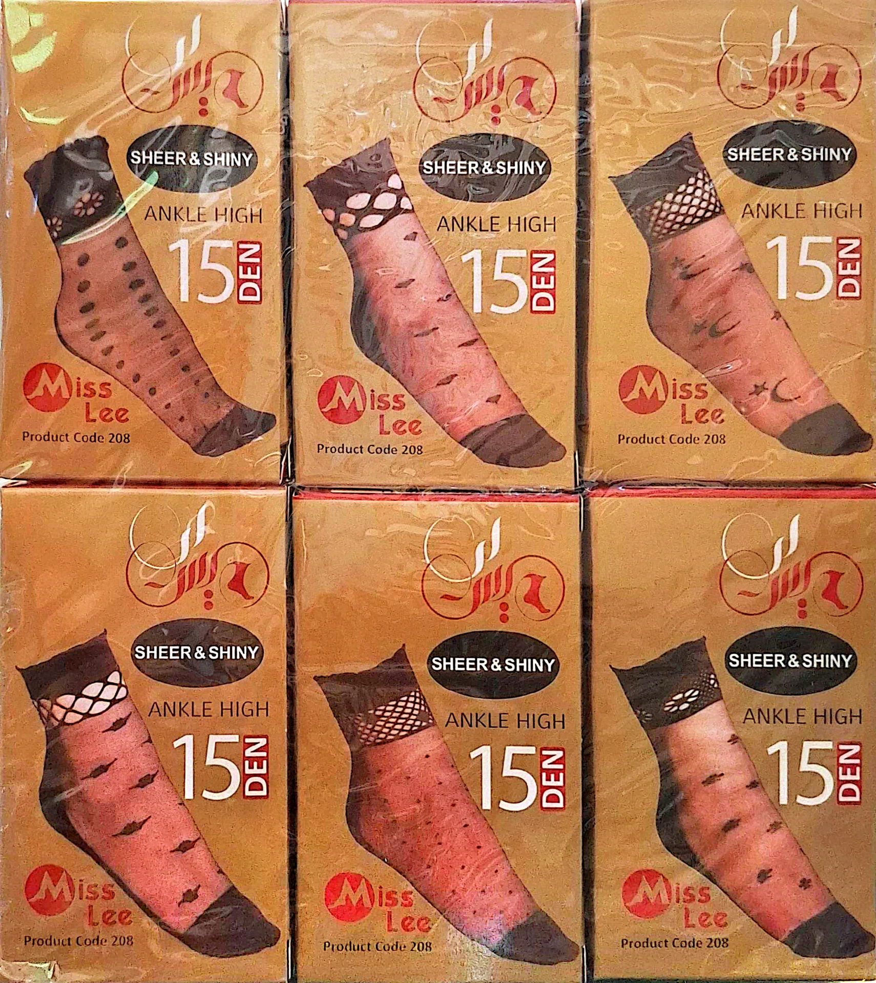 جوراب طرح دار شیشه ای طرح دار میس لی 12عدد